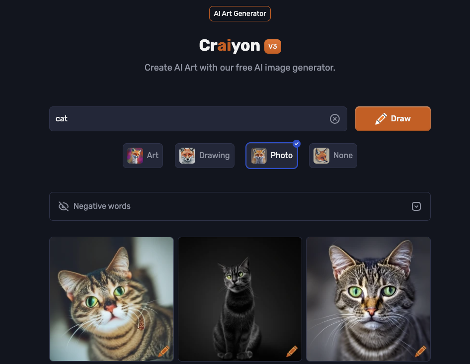 craiyon สร้างรูปภาพที่ใช้งานได้ฟรีและสร้างภาพมาได้ 9 รูปแบบ เข้าไปที่เว็บไซต์ craiyon.com